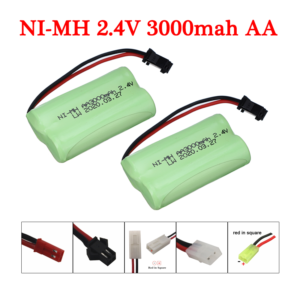 Rc Hobby Trucks - ก้อนแบตเตอรี่ NiMH AA 2.4V 3000mAh สำหรับรีโมทคอนโทรลรถแข่งรถบรรทุกเรือแบตเตอรี่สำรอง2.4V