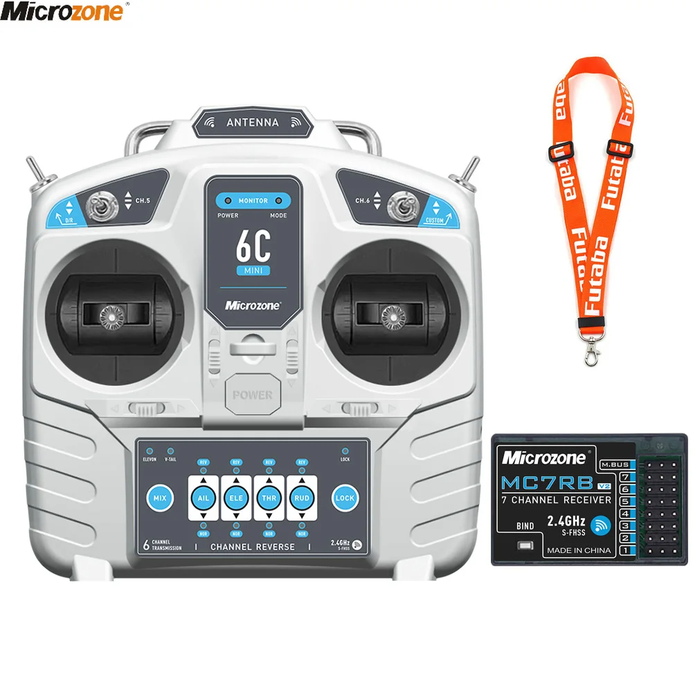 Radio Transmitter 6Ch - ไมโครโซน MC6C V2ขนาดเล็ก2.4G เครื่องส่งสัญญาณควบคุม6CH พร้อมตัวรับสัญญาณระบบวิทยุสำหรับเครื่องบิน RC