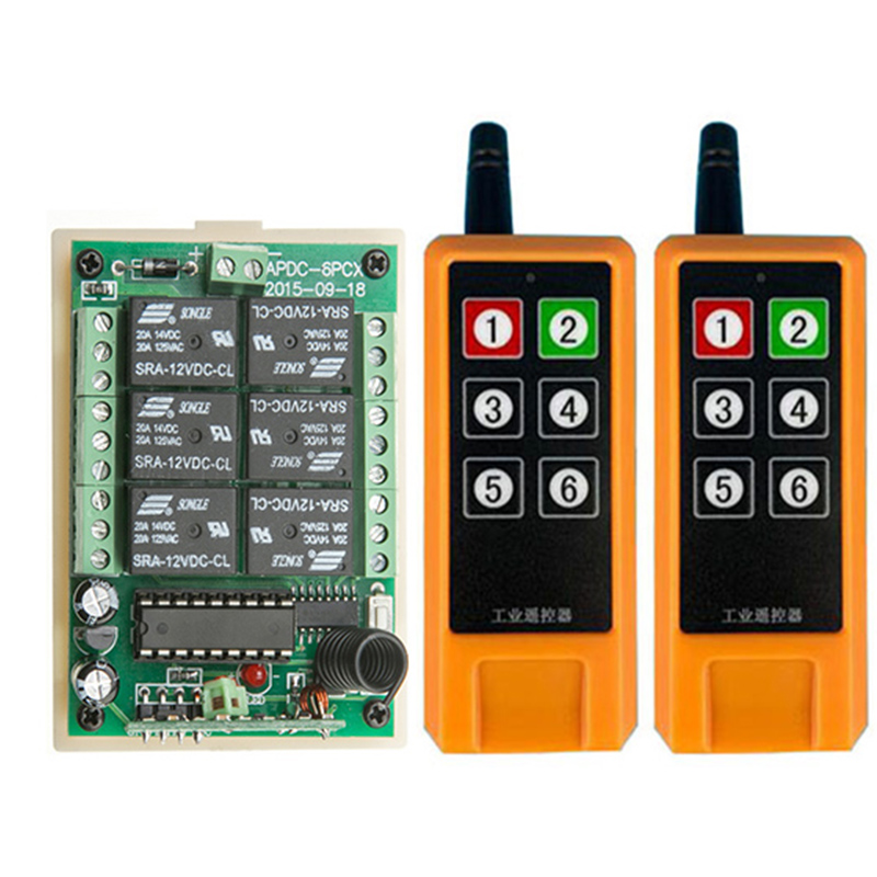 Radio Transmitter 6Ch - สวิตช์ไฟ LED ไร้สาย 2000m DC12V 24V