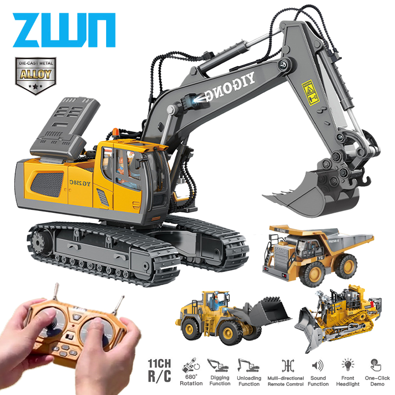 Rc Excavator Hobby - ZWN รถตักดินควบคุมระยะไกล2.4G รถดัมพ์โมเดลรถ RC ของเล่นรถจำลองพลาสติกอัลลอยด์มืออาชีพสำหรับเด็ก