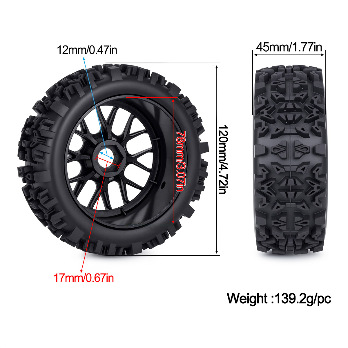ยางออฟโรด RC ขนาด 120 มม. พร้อ - Rc Hobby Trucks บทวิจารณ์และราคา